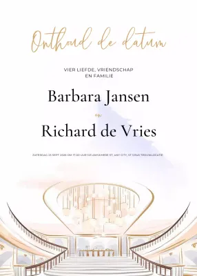 Witte elegante huwelijksuitnodiging