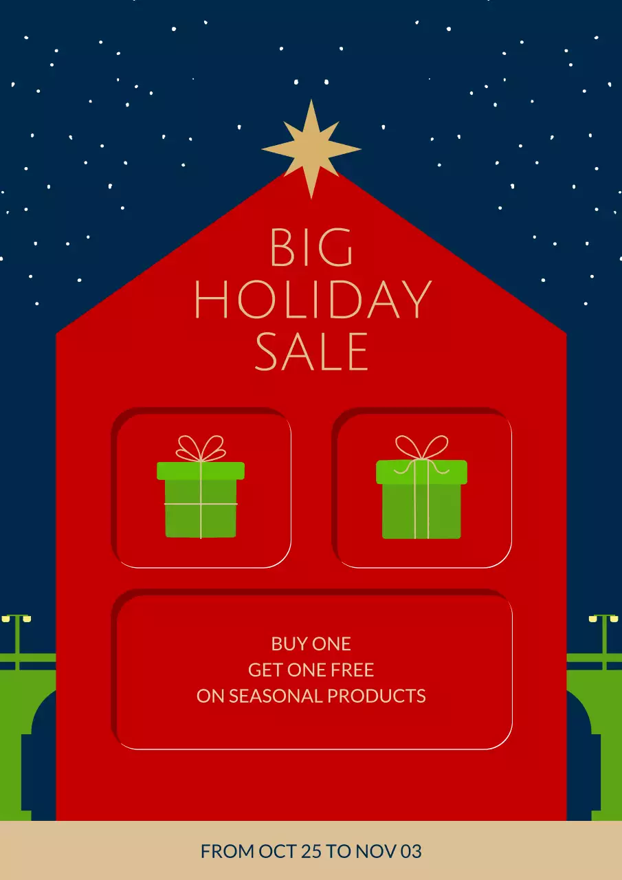 Red Simple Holiday Promotion Poster
