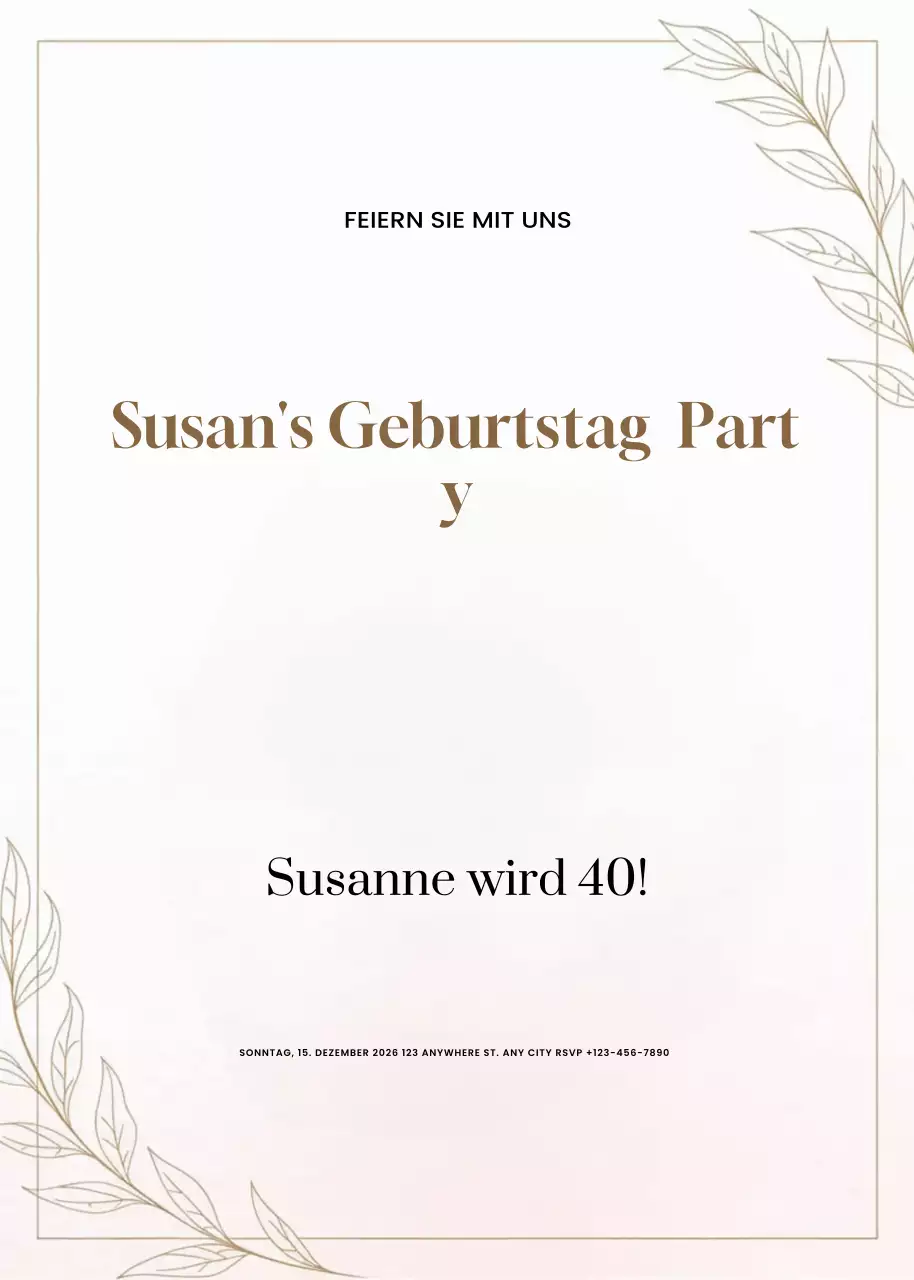 Beige minimalistische Geburtstagseinladung