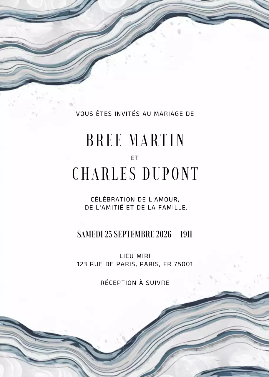 Invitation de mariage élégante et grise