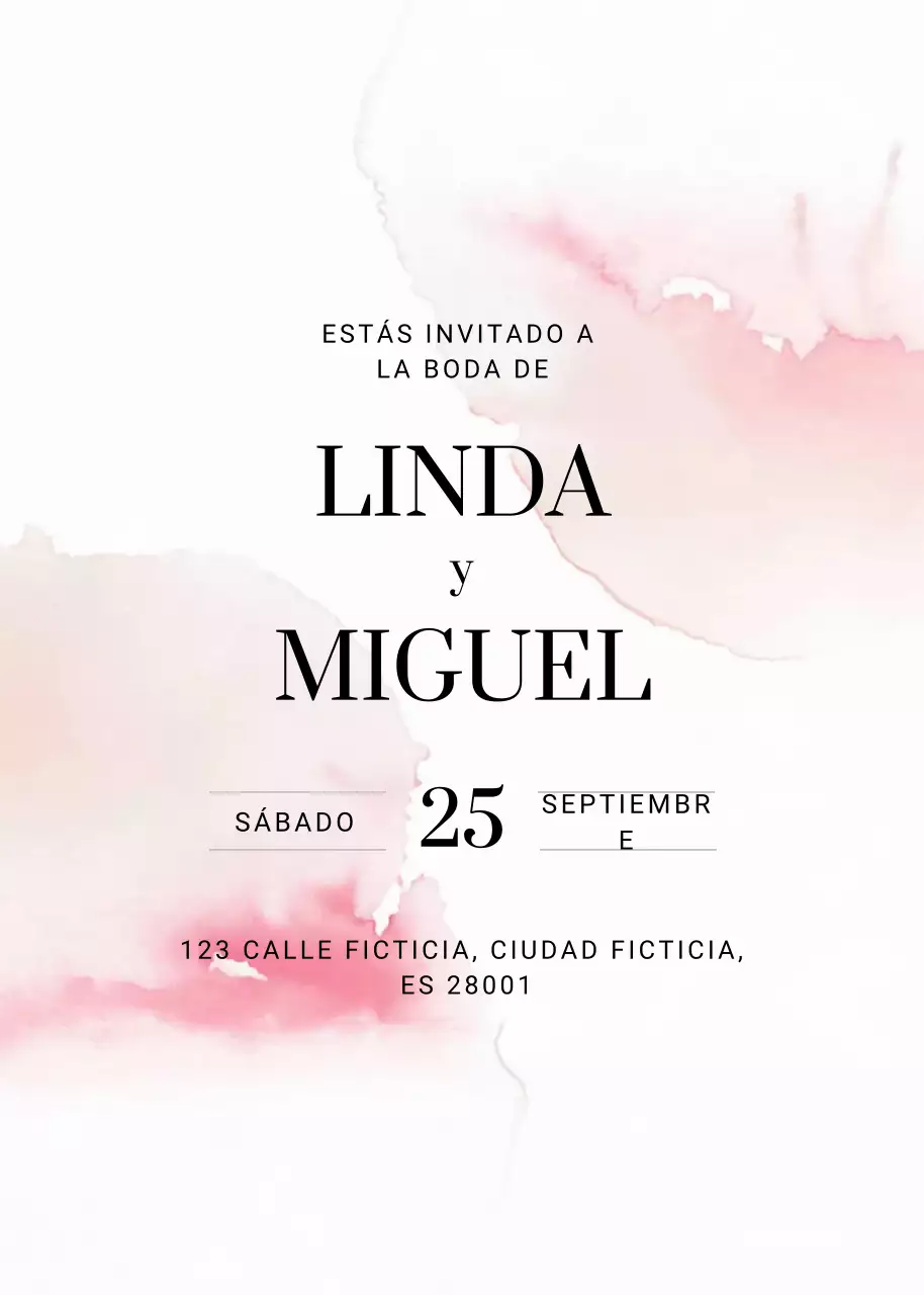 Invitación de boda rosa elegante