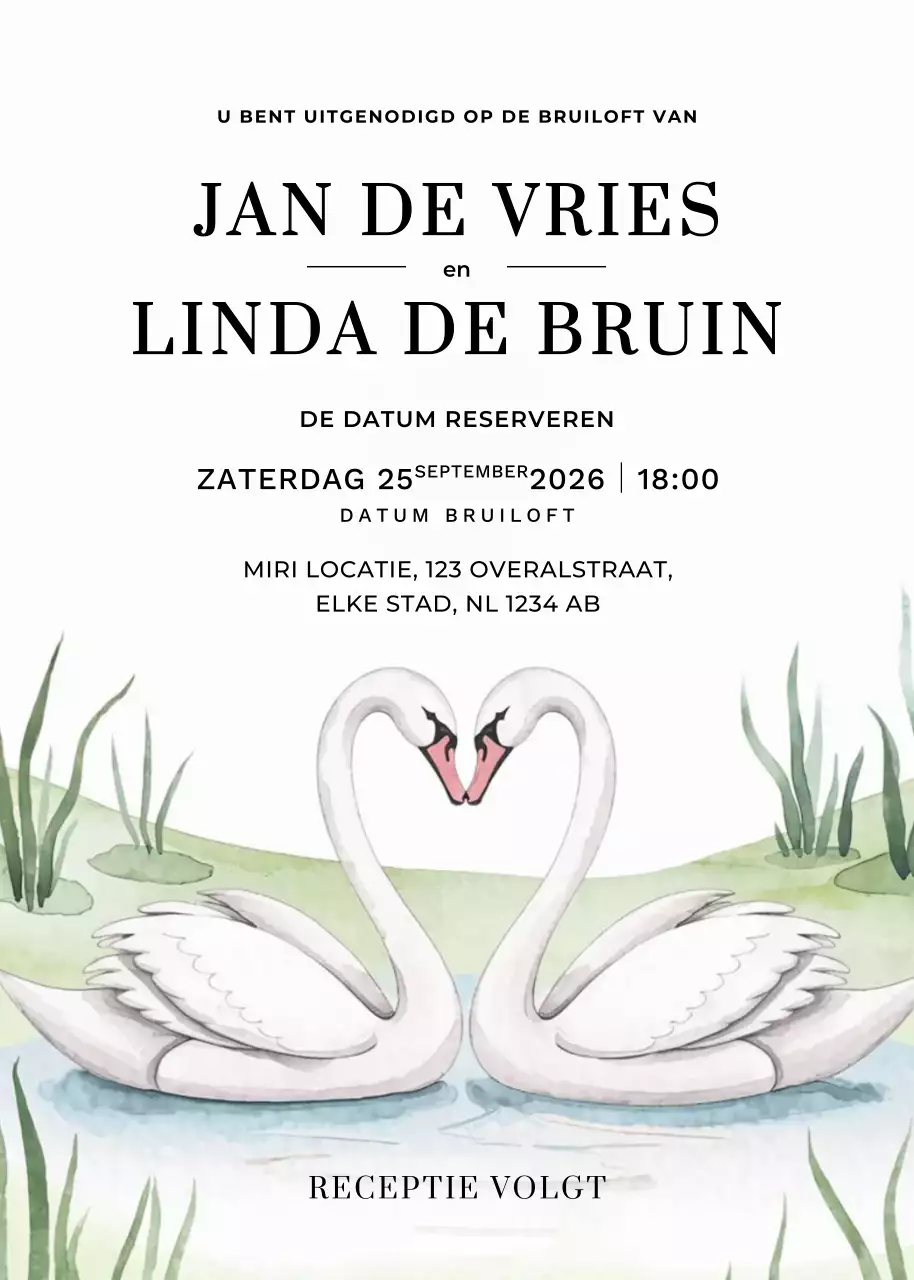 witte elegante huwelijksuitnodiging