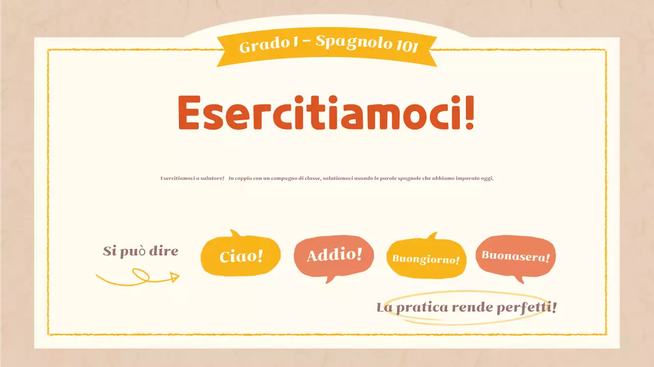 classe di lingua semplice arancione