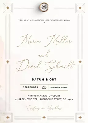 beige elegante Hochzeitseinladung