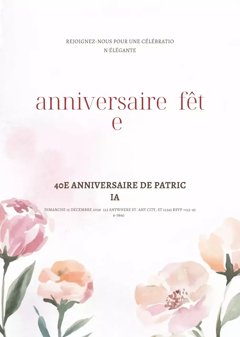 invitation d'anniversaire rose et élégante