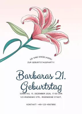 Rosa Blumengeburtstagseinladung