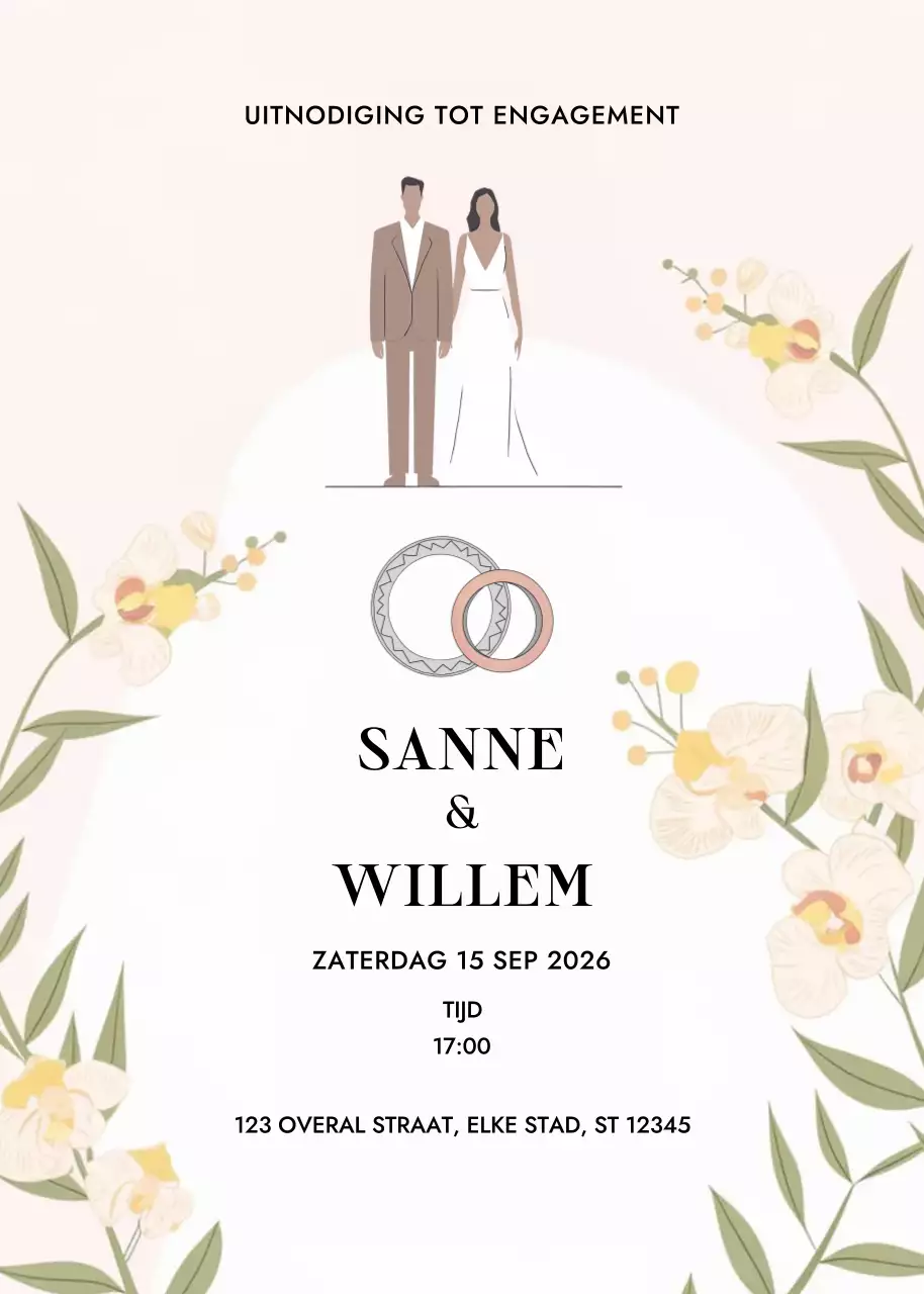 Elegante verlovingsuitnodiging beige