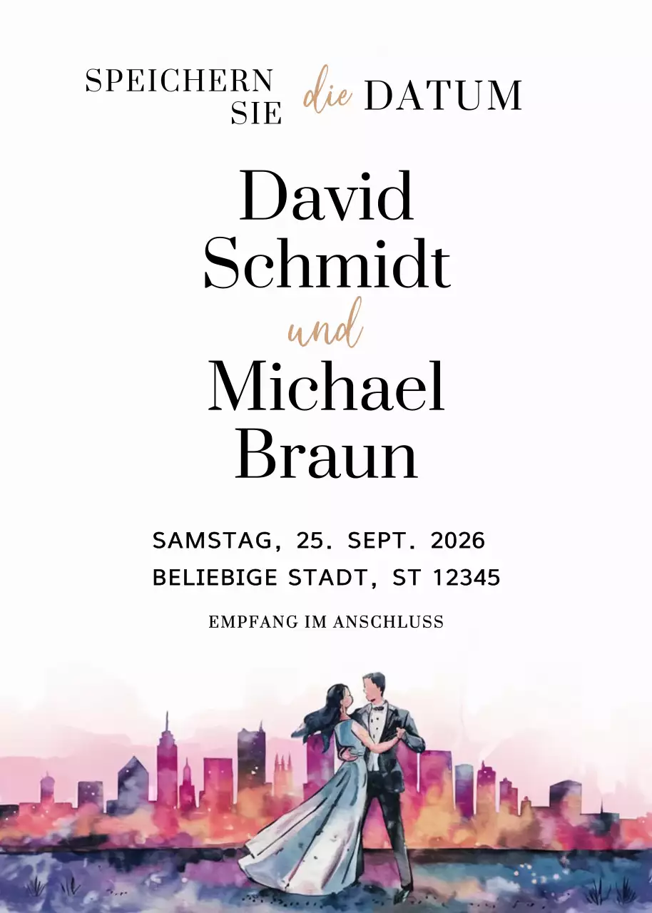 Bunte Elegante Hochzeitseinladung