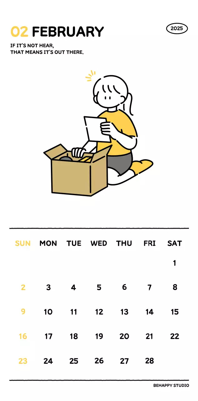Illustrated calendar with a cute line style