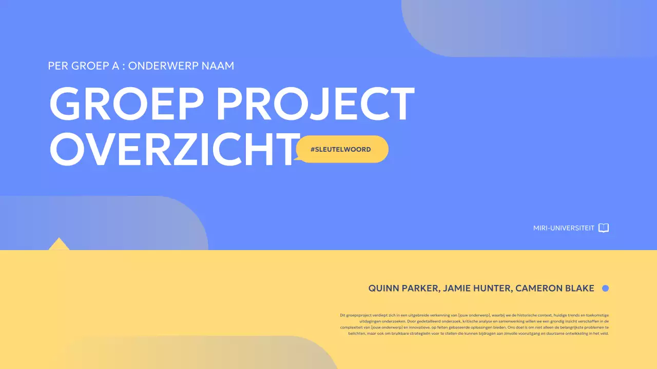 blauw modern groepsproject verslag