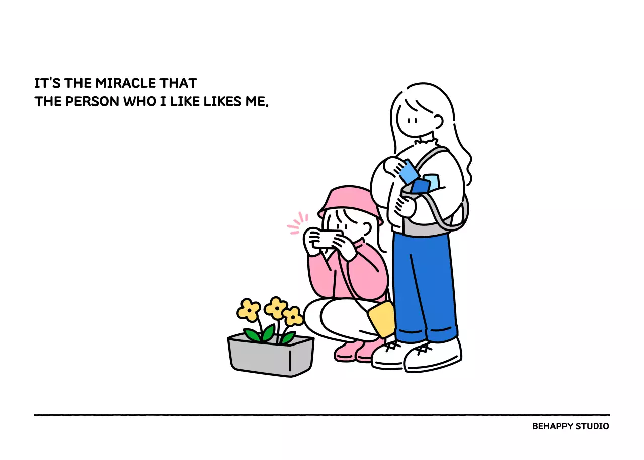 Illustrated calendar with a cute line style