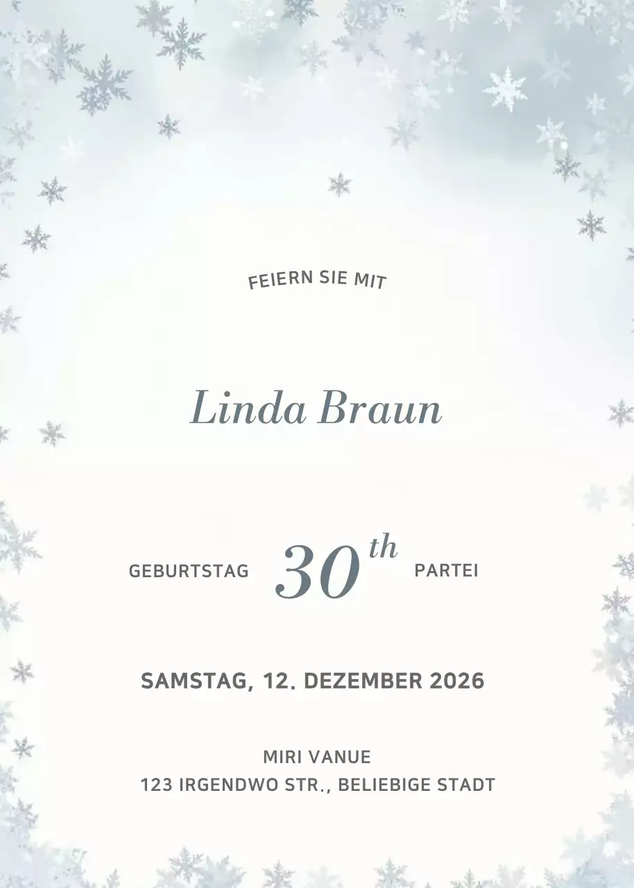 Weiß Elegante Geburtstagseinladung