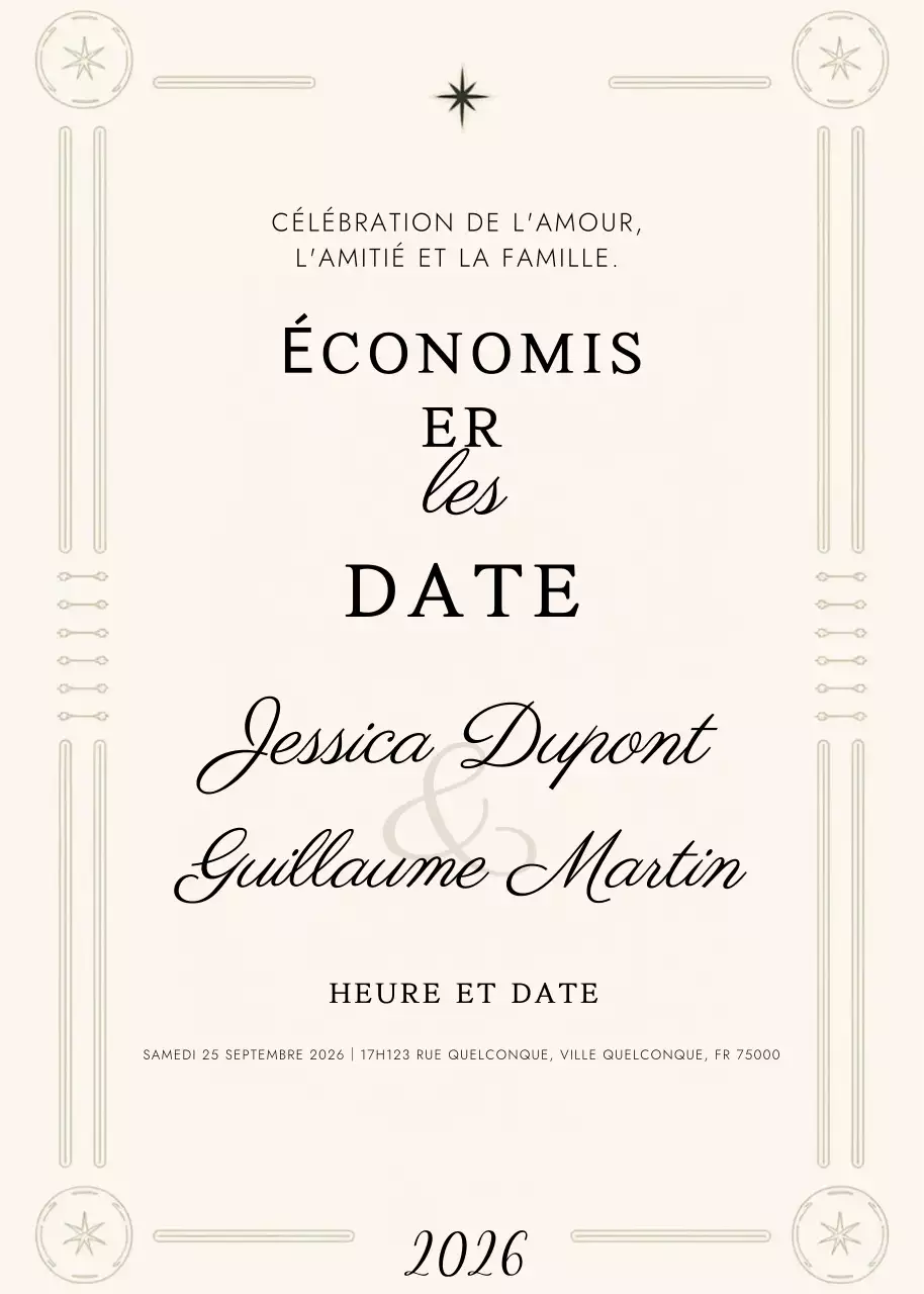 invitation de mariage beige et élégante