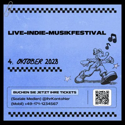blaue Vintage-Indie-Musikfestival-Anzeige
