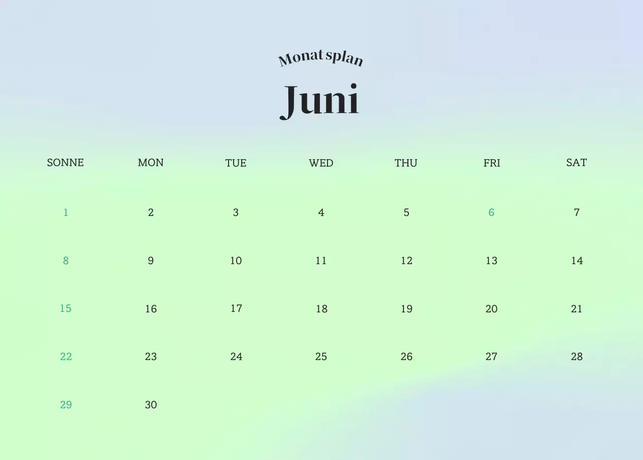 Minimalistischer Kalender mit Farbverlauf