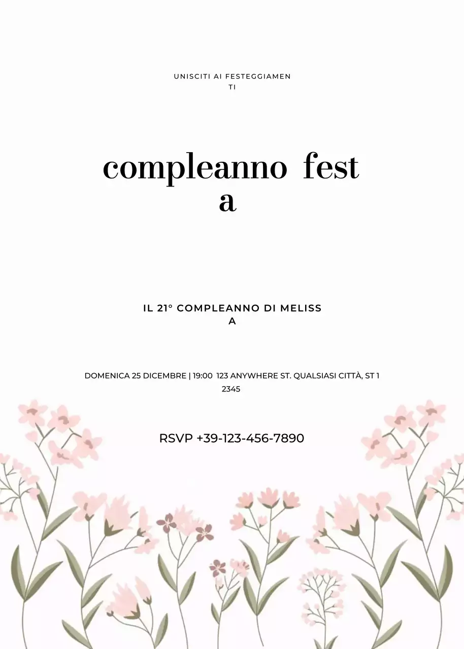 invito di compleanno elegante bianco