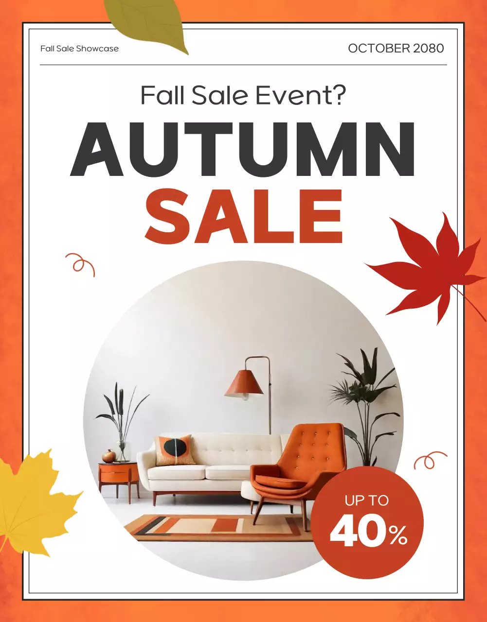 Orange Modern Furniture Sale Promotion Poster