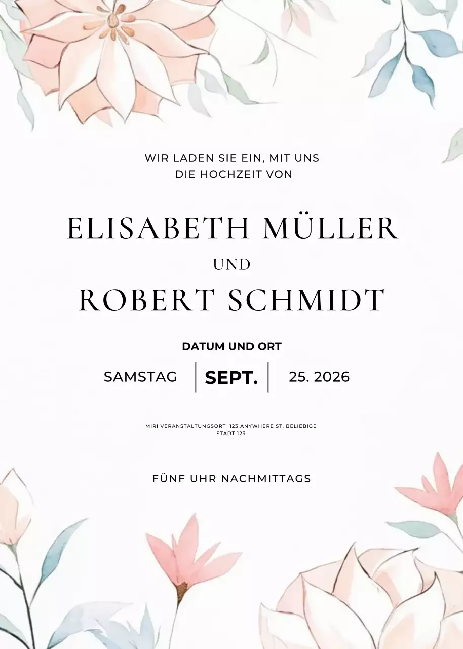 beige elegante Hochzeitseinladung