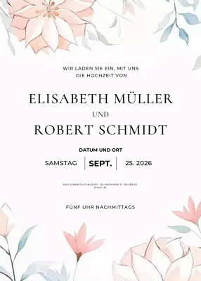 beige elegante Hochzeitseinladung