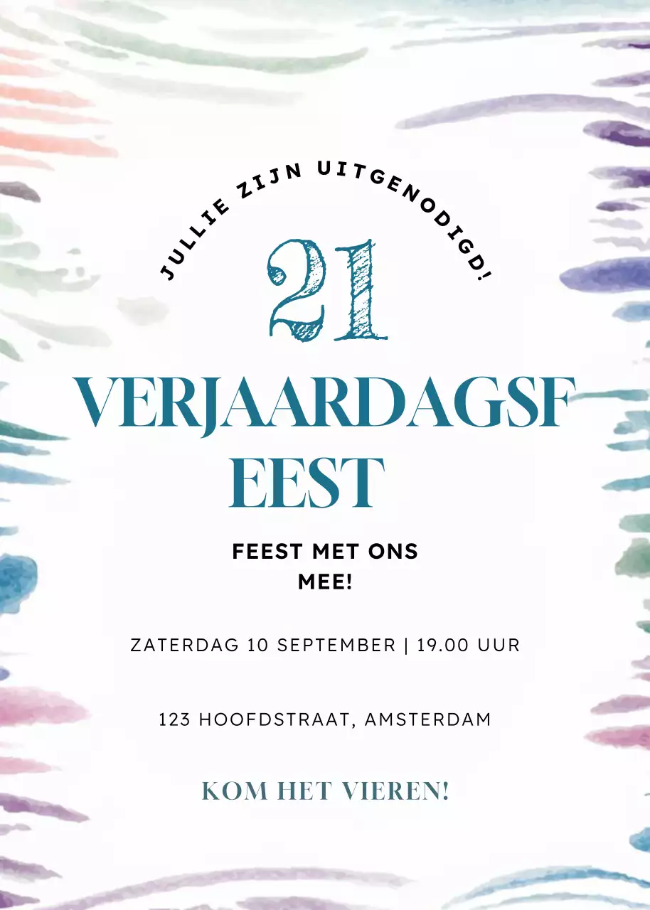 Kleurrijke elegante verjaardagsuitnodiging