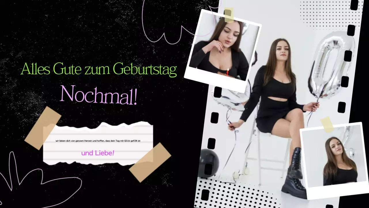 Schwarz und Grün Papier Collage Geburtstag Präsentation