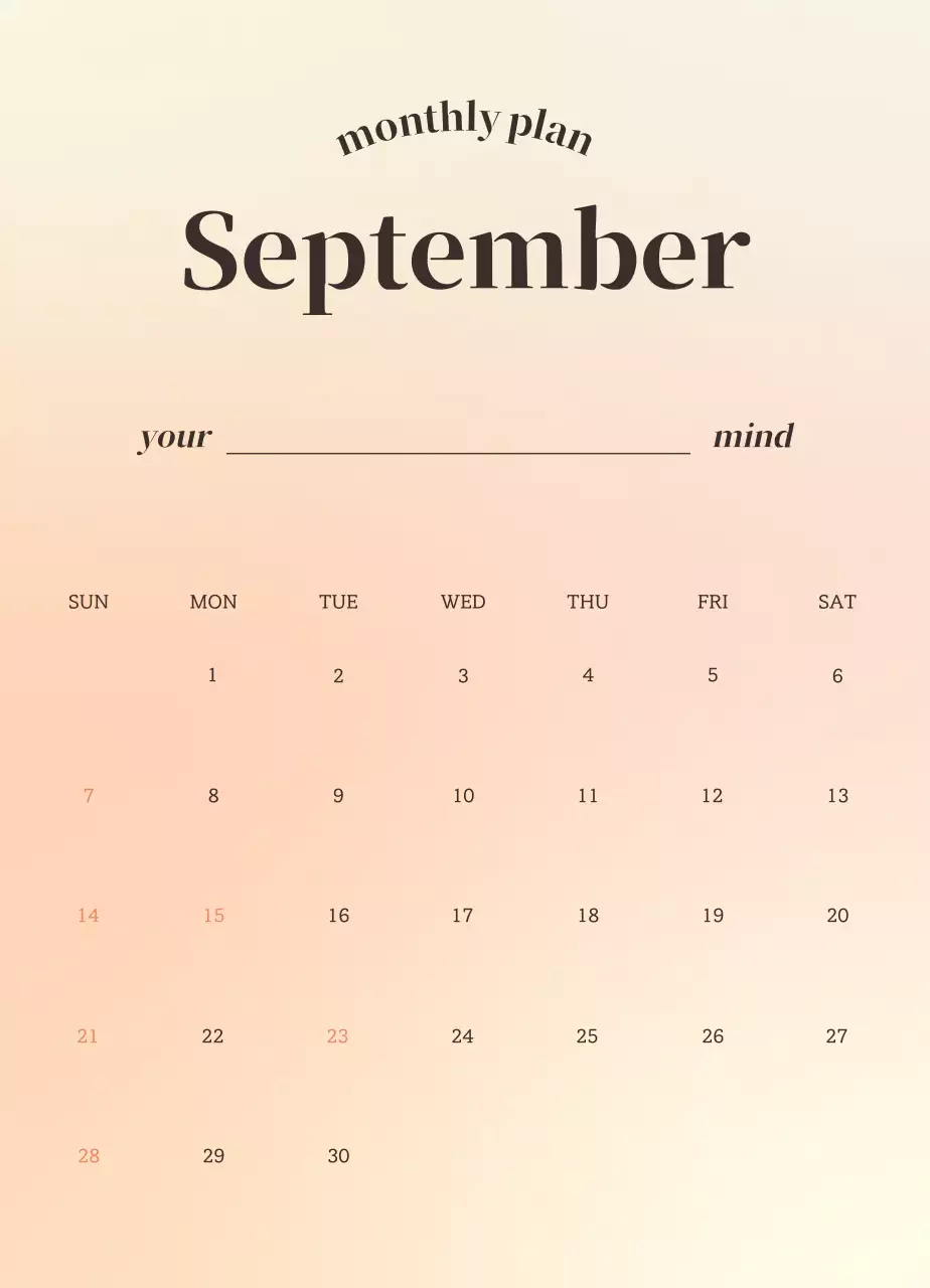 グラデーションミニマリスト感性カレンダー