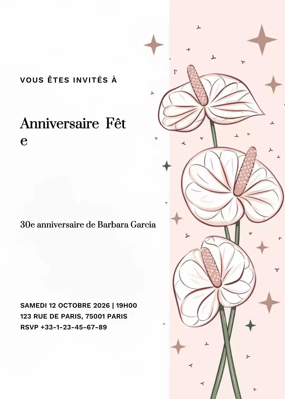 invitation d'anniversaire beige et élégante