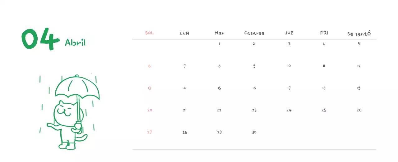Calendario diario en marfil