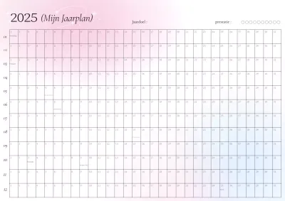 Jaarkalender met roze kleurverloop