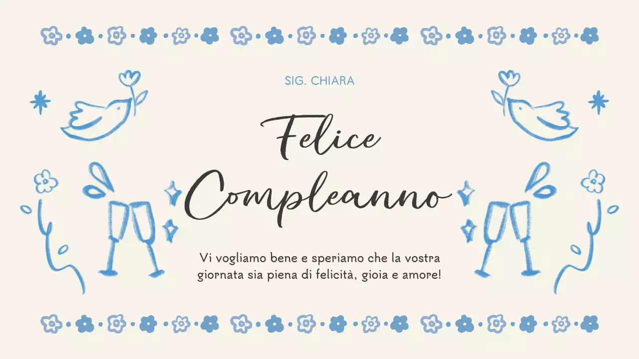 evento di compleanno floreale blu