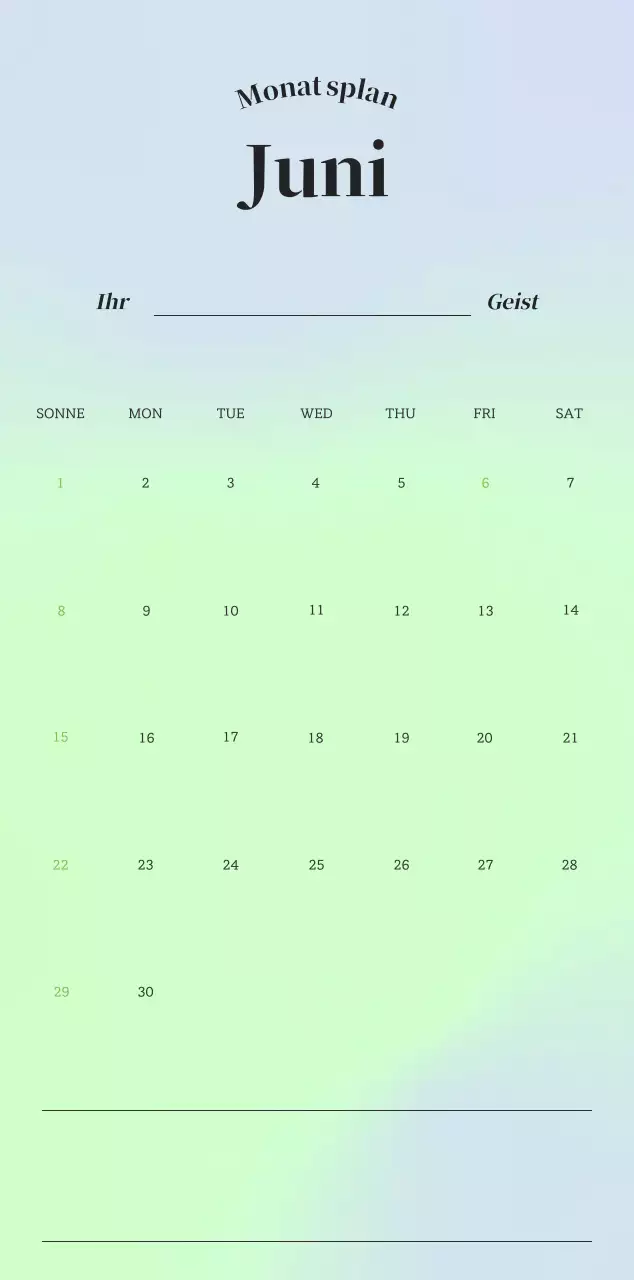 Minimalistischer Kalender mit Farbverlauf