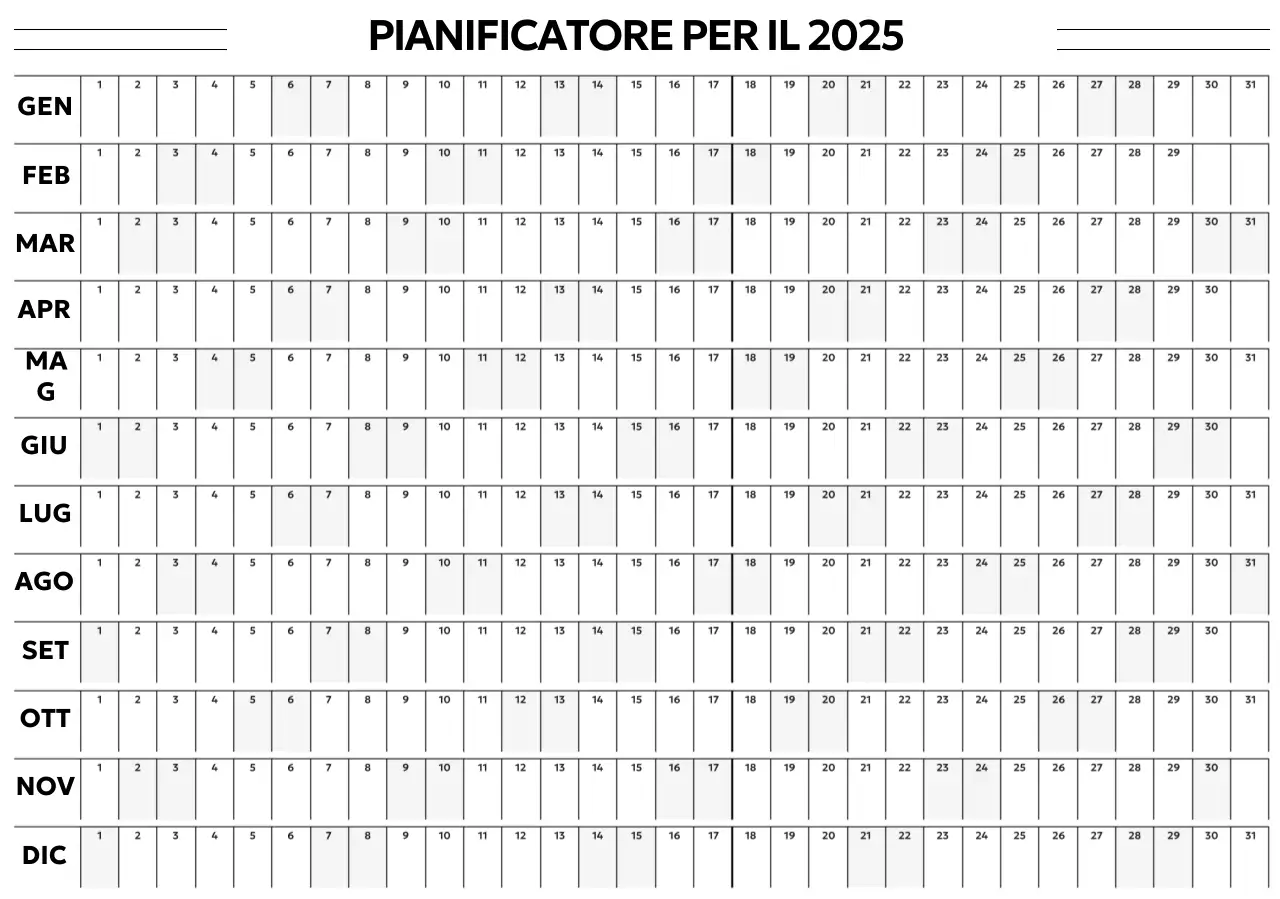 Piano annuale minimalista nero