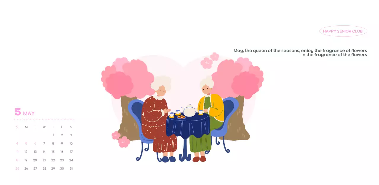 Business calendar with cute illustrations