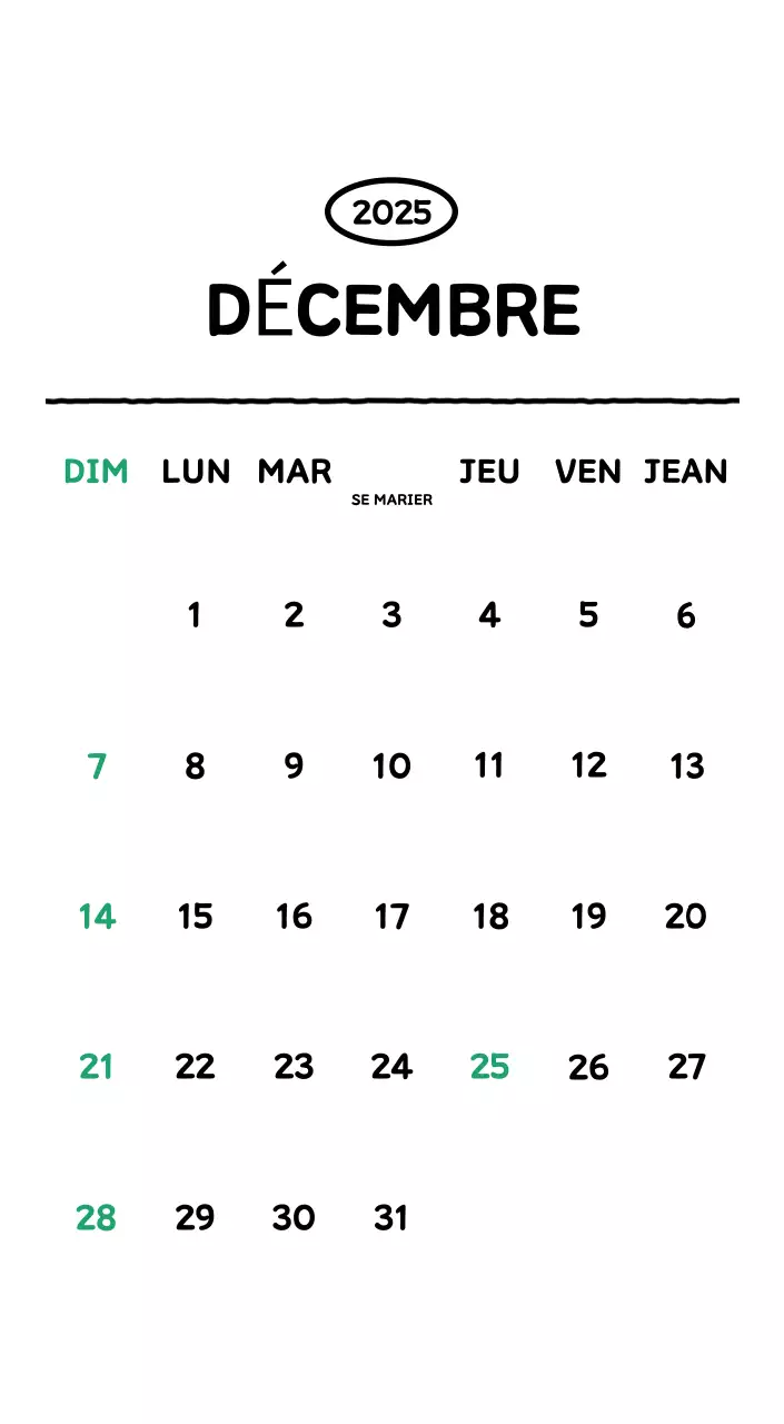 Calendrier illustré avec un joli style de lignes
