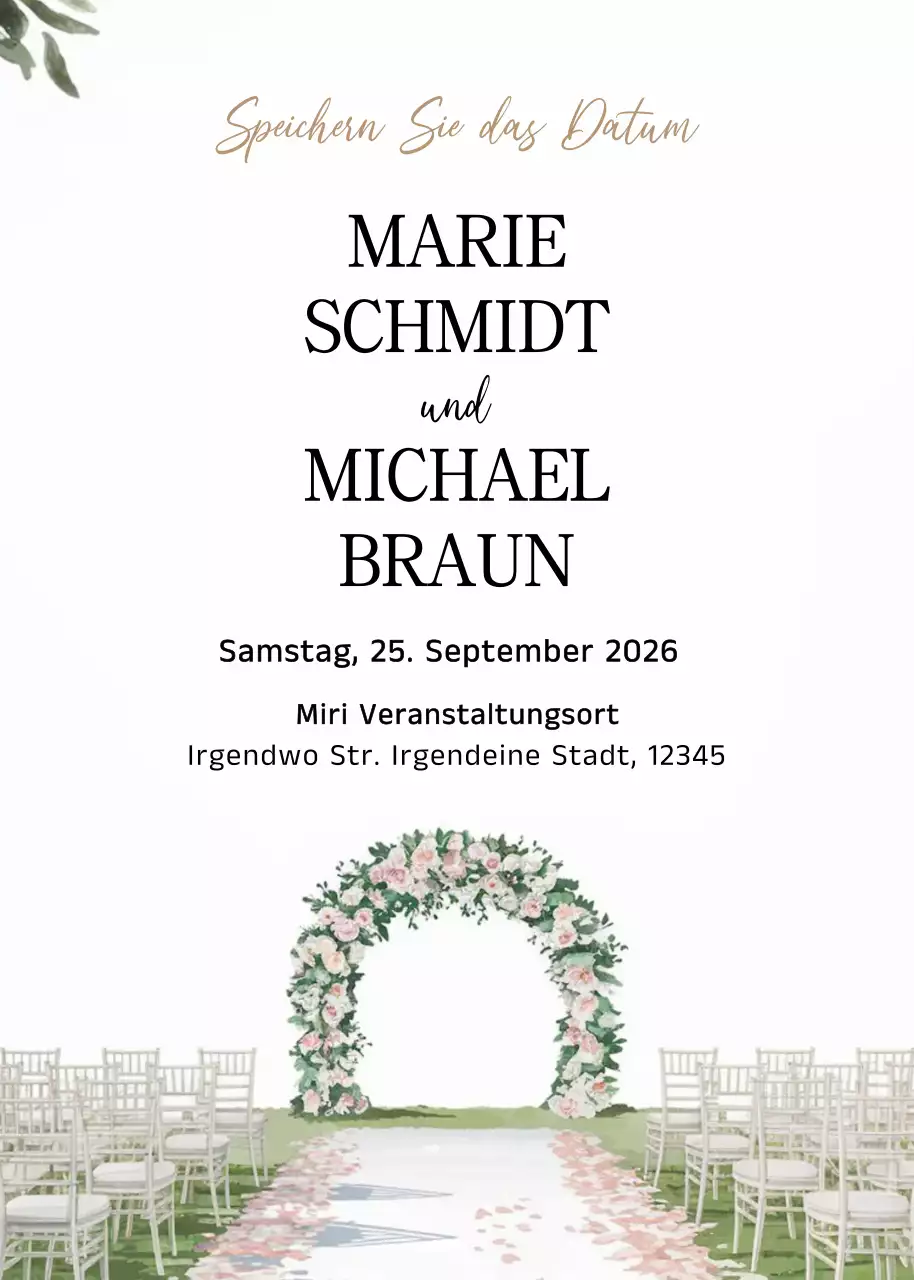 Weiß Elegante Hochzeitseinladung