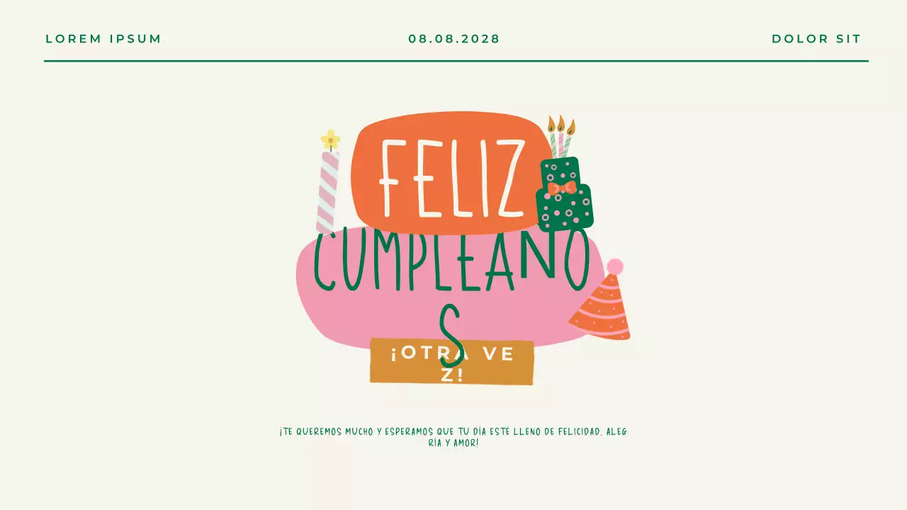 Presentación lúdica verde de feliz cumpleaños