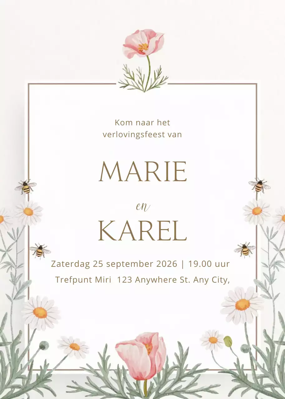 witte bloemen verlovingsuitnodiging