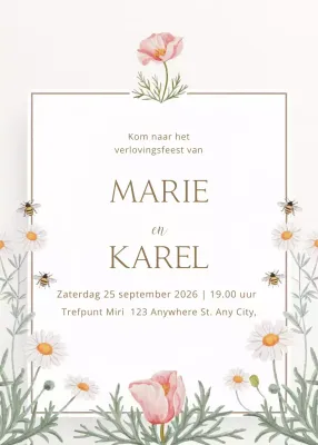 witte bloemen verlovingsuitnodiging