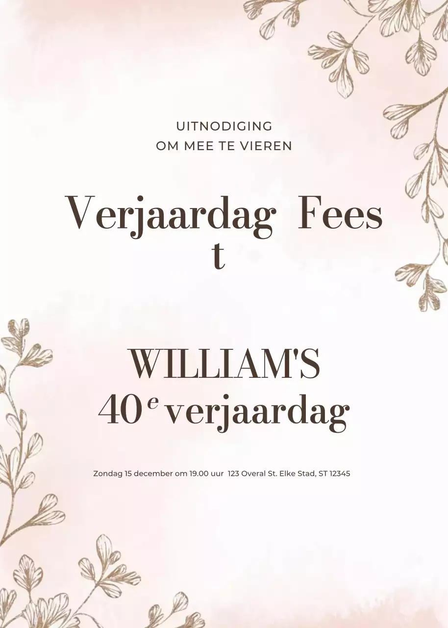 beige elegante verjaardagsuitnodiging