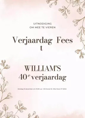 beige elegante verjaardagsuitnodiging