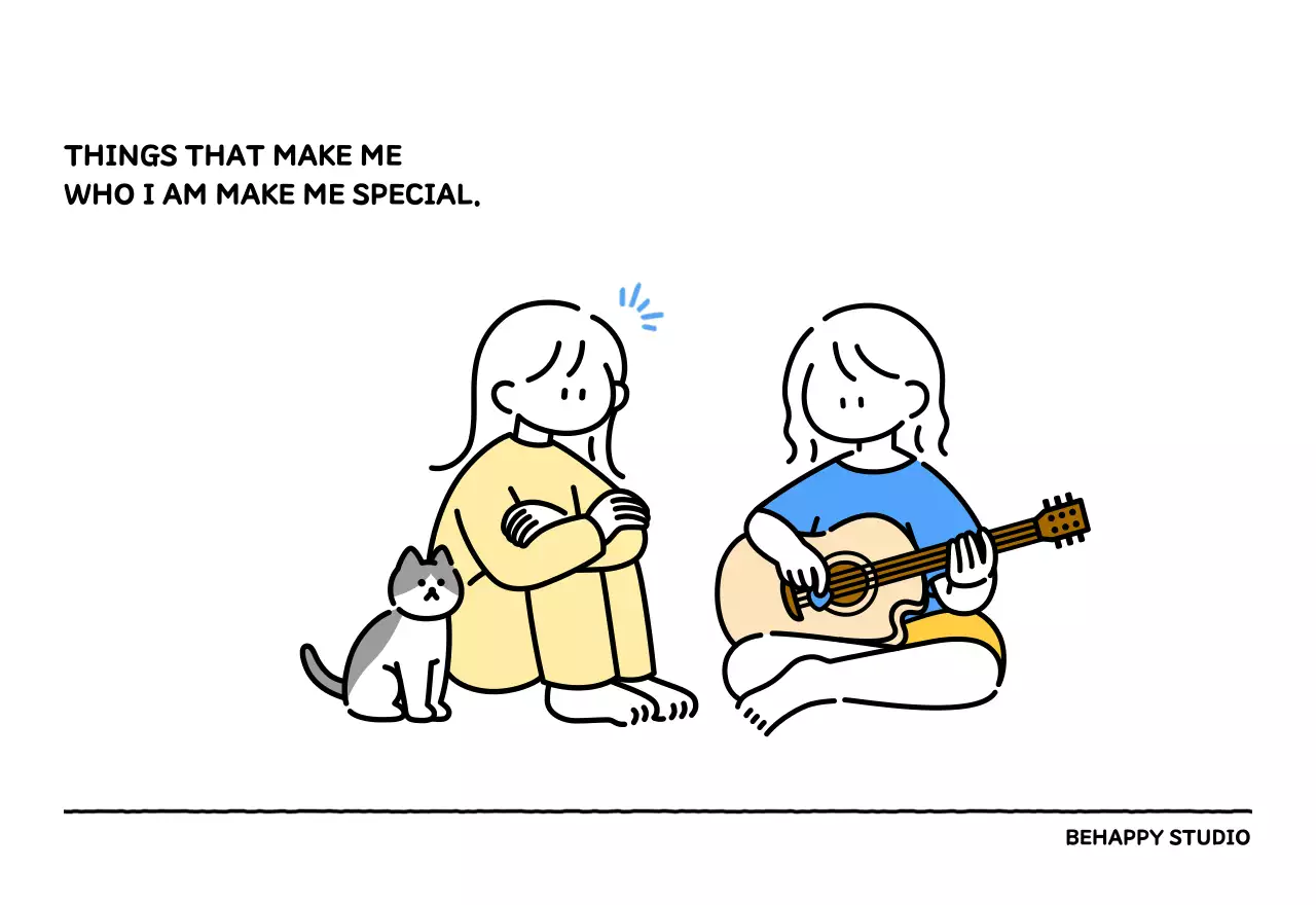 Illustrated calendar with a cute line style