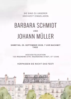 Beige Elegante Hochzeitseinladung