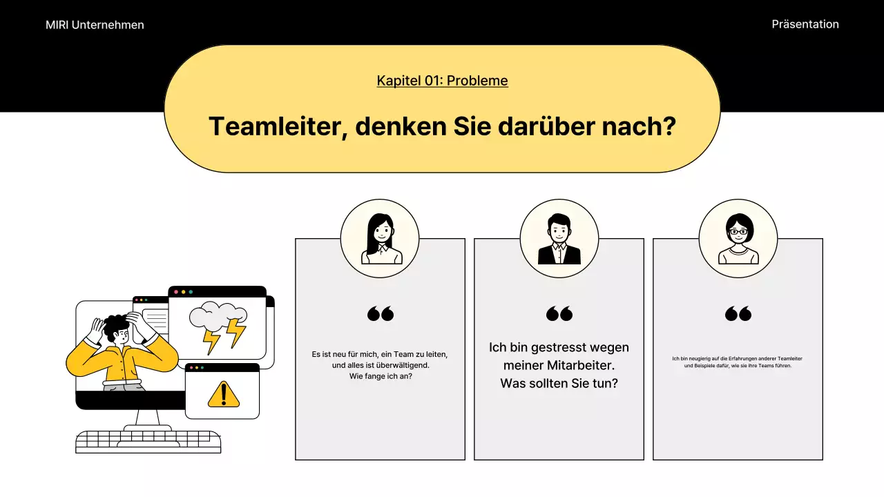 Ein einfacher interner Seminarleitfaden in Schwarz und Blau