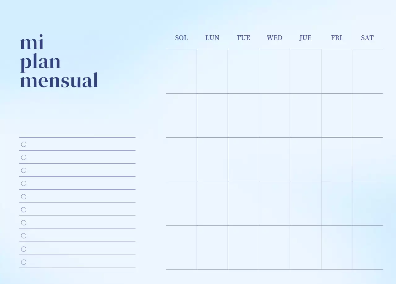 Calendario minimalista degradado
