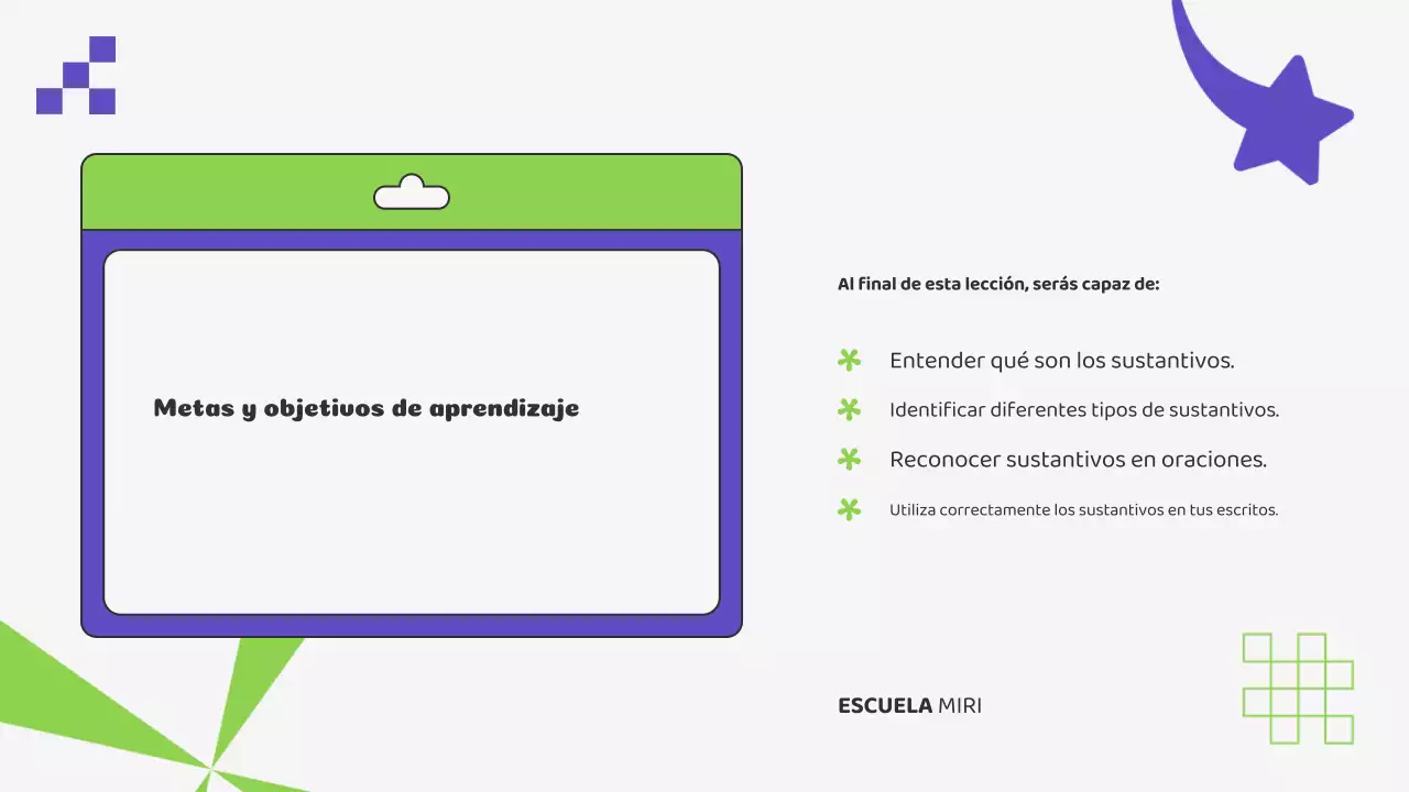 Beige Verde Ilustración Materiales de clase Gramática Presentación