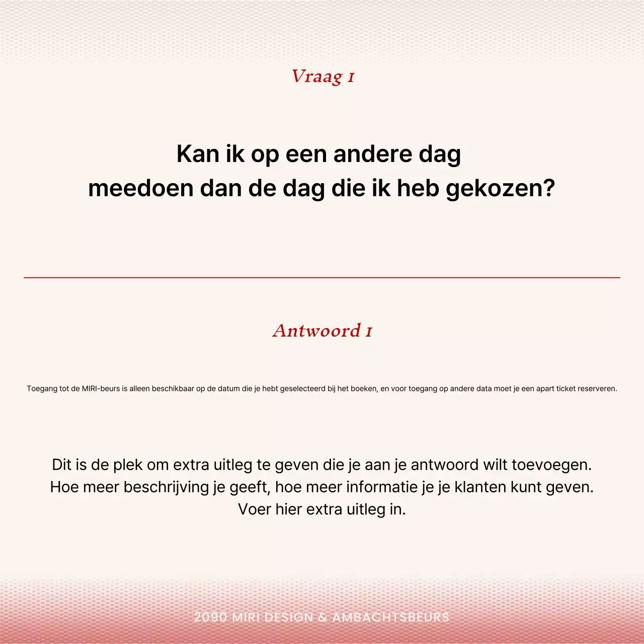 Keurige rood-witte vraag en antwoord aankondigingen