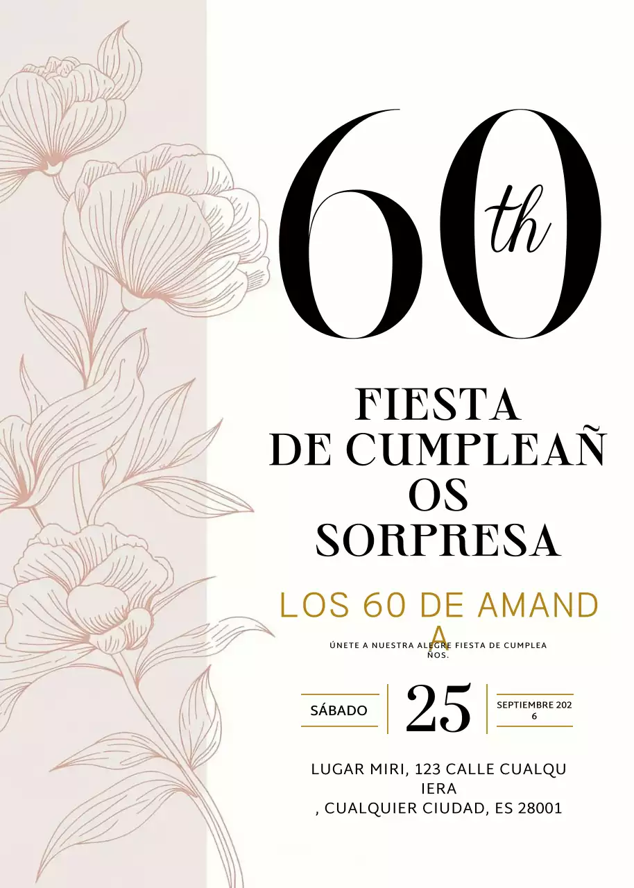 invitación de cumpleaños elegante beige
