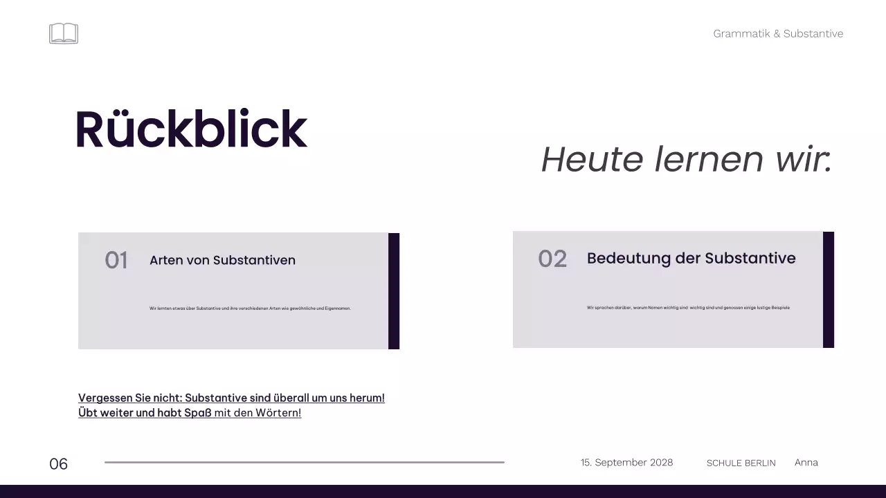Professionelles minimalistisches Grammatikmaterial für die 1. Klasse