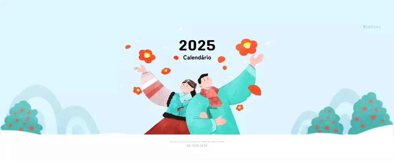 Calendário de Ano Novo com um toque caloroso e ilustrado