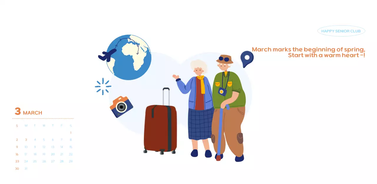 Business calendar with cute illustrations